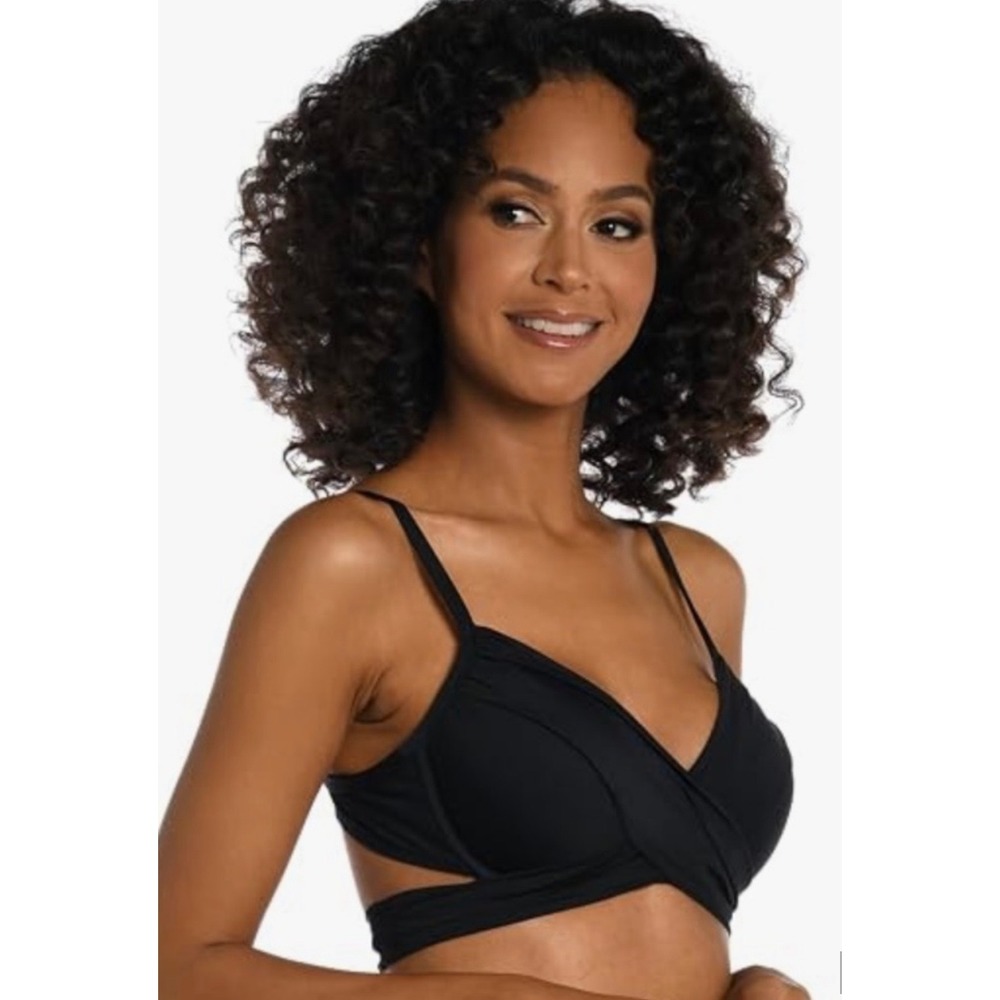 La Blanca Island Goddess Wrap Underwire Bikini Top Black LB0IG82 NEW
